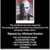 Michael Keaton certificate of authenticity from the autograph bank