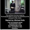 Michael Kelly certificate of authenticity from the autograph bank