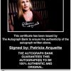 Patricia Arquette certificate of authenticity from the autograph bank