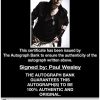 Paul Wesley certificate of authenticity from the autograph bank