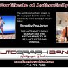 Peta Jensen certificate of authenticity from the autograph bank
