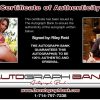 Riley Reid certificate of authenticity from the autograph bank