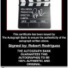 Robert Rodriguez certificate of authenticity from the autograph bank