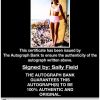 Sally Field certificate of authenticity from the autograph bank