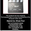 Shuja Paul certificate of authenticity from the autograph bank