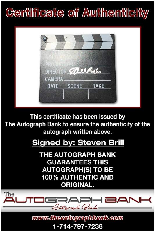 Steven Brill certificate of authenticity from the autograph bank