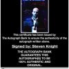 Steven Knight certificate of authenticity from the autograph bank
