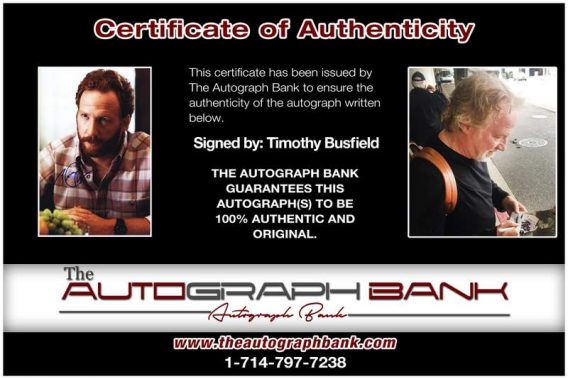 Timothy Busfield certificate of authenticity from the autograph bank