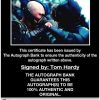 Tom Hardy certificate of authenticity from the autograph bank