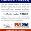 Tricia Helfer certificate of authenticity from the autograph bank