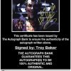 Troy Baker certificate of authenticity from the autograph bank