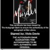 Viola Davis certificate of authenticity from the autograph bank