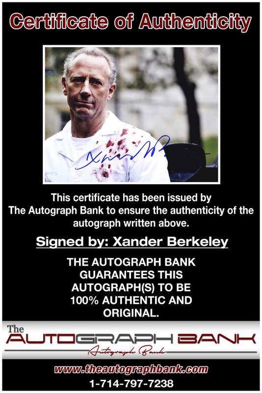 Xander Berkeley certificate of authenticity from the autograph bank