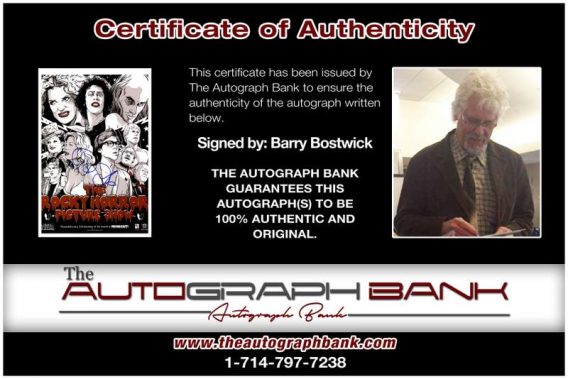 Barry Bostwick certificate of authenticity from the autograph bank