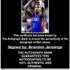 Brandon Jennings certificate of authenticity from the autograph bank