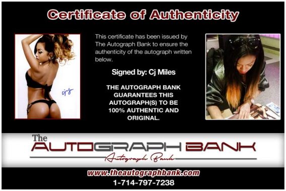 Cj Miles certificate of authenticity from the autograph bank