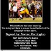 Darren Carrington certificate of authenticity from the autograph bank