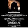 Eddie Redmayne certificate of authenticity from the autograph bank