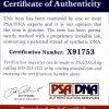 Ellen Page certificate of authenticity from the autograph bank