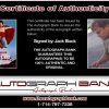 Jack Black certificate of authenticity from the autograph bank