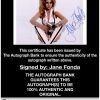Jane Fonda certificate of authenticity from the autograph bank