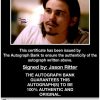 Jason Ritter certificate of authenticity from the autograph bank