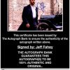 Jeremy Piven certificate of authenticity from the autograph bank