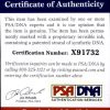 Jeremy Piven certificate of authenticity from the autograph bank
