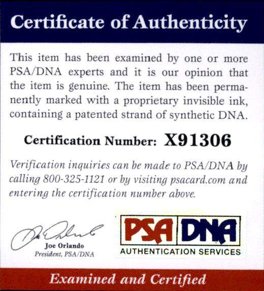 Kevin Costner certificate of authenticity from the autograph bank
