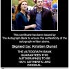 Kristen Dunst certificate of authenticity from the autograph bank