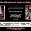 Kurt Russell certificate of authenticity from the autograph bank