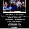 Laurie Metcalf certificate of authenticity from the autograph bank