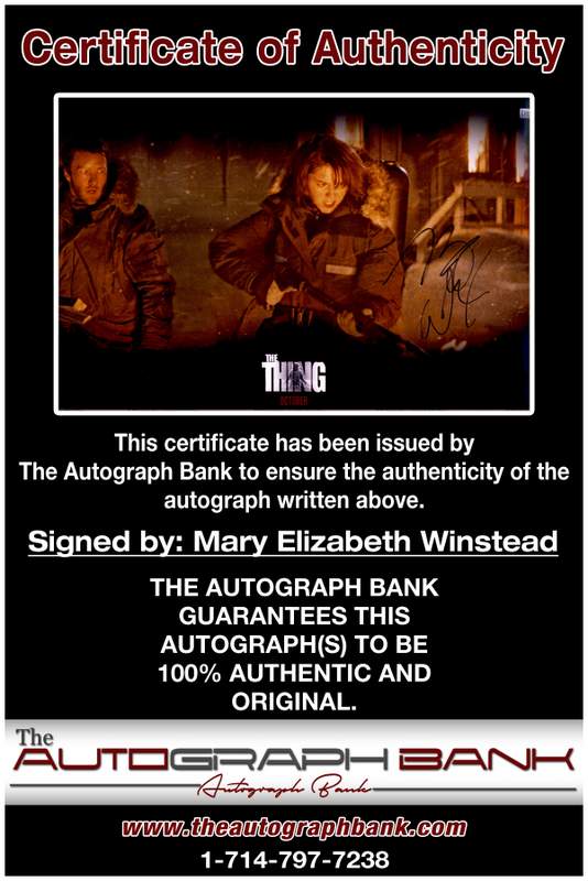 Mary Elizabeth Winstead certificate of authenticity from the autograph bank