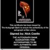 Nick Castle certificate of authenticity from the autograph bank