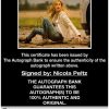 Nicola Peltz certificate of authenticity from the autograph bank
