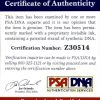 Pierce Brosnan certificate of authenticity from the autograph bank