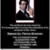 Pierce Brosnan certificate of authenticity from the autograph bank