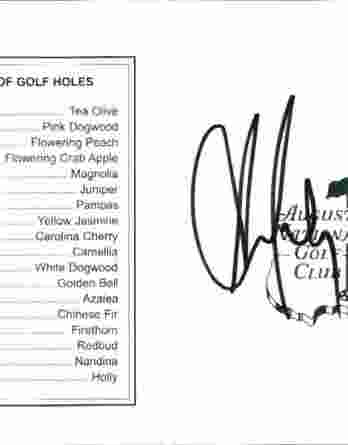 Aaron Baddeley authentic signed Masters Score card