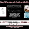 Aaron Baddeley certificate of authenticity from the autograph bank