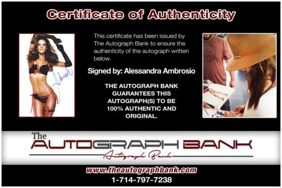 Alessandra Ambrosio certificate of authenticity from the autograph bank