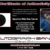 Billy Ray Cyrus certificate of authenticity from the autograph bank
