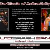Bun B certificate of authenticity from the autograph bank