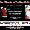 Chad Campbell certificate of authenticity from the autograph bank