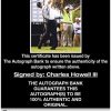 Charles Howell III certificate of authenticity from the autograph bank
