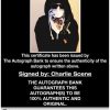 Charlie Scene certificate of authenticity from the autograph bank