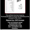 Cliff Kresge certificate of authenticity from the autograph bank