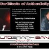 Collie Buddz certificate of authenticity from the autograph bank