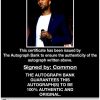 Common certificate of authenticity from the autograph bank