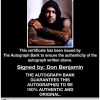 Don Benjamin certificate of authenticity from the autograph bank