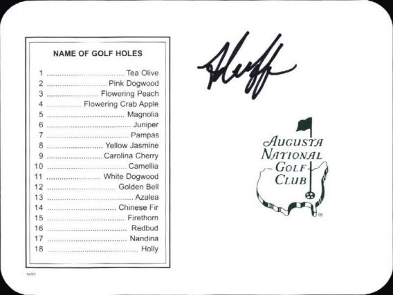 Mike Cowan authentic signed Masters Score card